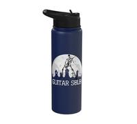 Skeleton Playing Electric Guitar Solo in Moonlit Graveyard Stainless Steel Insulated Water Bottle
