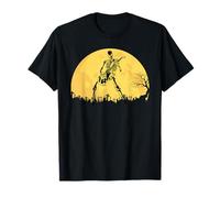 Skeleton Playing Electric Guitar Solo in Moonlit Graveyard T-Shirt