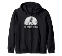 Skeleton Playing Electric Guitar Solo in Moonlit Graveyard Zip Hoodie