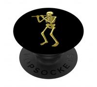 Skeleton Playing Flute - Marching Band Orchestra PopSockets Adhesive PopGrip