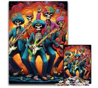 Skeleton Playing Guitar 1000 Piece Jigsaw Puzzle Impossible Jigsaw Puzzles for Adults Ideal for Teenagers & Collectors, Travel Gift, Family Activity 50x75CM/19.68x29.52inch