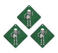 Skeleton Playing Guitar Car Air Freshener, 3 Pcs Rhombus Hanging Air Freshener Cards, Long Lasting Fragrance Scented Cards for Car, Home, Office Black-style