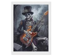 Skeleton Playing Guitar Full Drill Painting Art Kits Square Diamond Art Craft for Home Wall Decor Men Women
