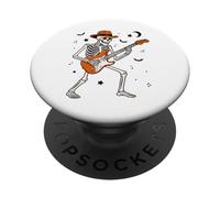 Skeleton Playing Guitar Guitarist Rock Halloween Skeleton PopSockets Adhesive PopGrip
