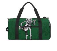 Skeleton Playing Guitar Gym Bag for Men Women, Waterproof Gym Tote Bags, Large Duffel Bag for Travel Workout