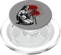 Skeleton playing Shamisen Red higan flower music PopSockets PopGrip for MagSafe