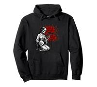 Skeleton playing Shamisen Red higan flower music Pullover Hoodie