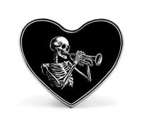 Skeleton Playing Trumpet Cute Brooch Badge Heart Shape Pin Hat Clothing Jewelry Accessories Gifts for Wedding Party