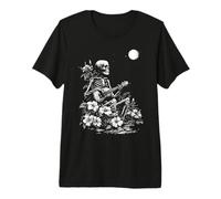 Skeleton Playing Ukelele Tropical Gothic Summer Summerween Premium T-Shirt
