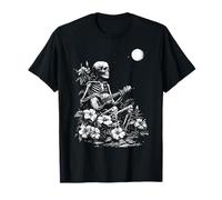 Skeleton Playing Ukelele Tropical Gothic Summer Summerween T-Shirt