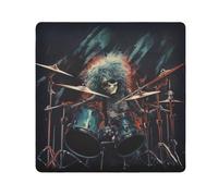 Skeleton Plays Drum Set Camera Wrap Cloth, Squares Magic Self-Adhesive Cloth for Lens Camera Anti-Scratch Lens Protector Makeup Wrap Cloth Bag 13.8" x 13.8"