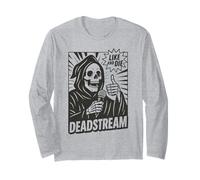 Skeleton Podcaster Funny Reaper Ironic Halloween Podcast Long Sleeve T-Shirt