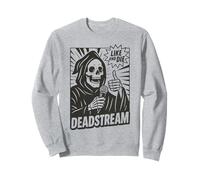 Skeleton Podcaster Funny Reaper Ironic Halloween Podcast Sweatshirt