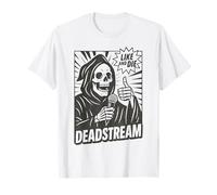 Skeleton Podcaster Funny Reaper Ironic Halloween Podcast T-Shirt