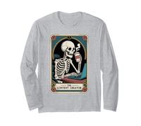 Skeleton Podcaster Tarot Card Creative The Content Creator Long Sleeve T-Shirt