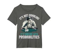 Skeleton Poker Player It's Not Gambling Aces Cards Funny Men T-Shirt, Women's Plus, Asphalt Grey, 4X