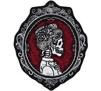Skeleton Portrait sew on Patch - Premium embroidred Patch Halloween Decoration Dia de Los Muertos - Victorian Lady Skull Patch to Iron on for All Fabrics 65X80 mm