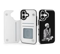Skeleton Praying Hands Phone Case Compatible with iPhone 17/17 Air/17 Pro/17 Pro Max Flip Protective Cover with Card Holder