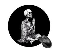 Skeleton Praying Hands Round Mouse Pad with Non-Slip Rubber Waterproof Mousepads for Laptop Games Homework And Office