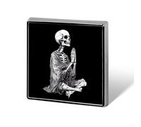 Skeleton Praying Hands Square Badge Pin Metal Memorial Brooch Button Lapel Pins for Backpack Wedding