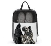 Skeleton Praying with Black Wings Shoe Bag for Travel Daily Use Anti-dust Storage Carrier Golf Shoe Pouch