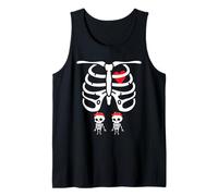 Skeleton Pregnancy Announce Twins X-Ray Pregnant Halloween Tank Top