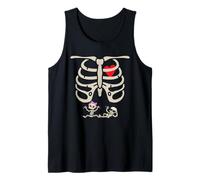 Skeleton Pregnancy Announcement Funny Halloween Twins Xray Tank Top