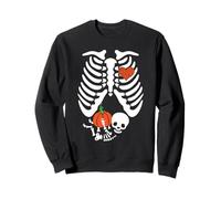 Skeleton Pregnancy Announcement Halloween Pumpkin Baby Women Sweatshirt