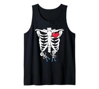 Skeleton Pregnancy Announcement Twins Xray Funny Halloween Tank Top
