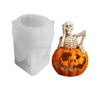 Skeleton Pumpkin Candle Mold | Skull Shaped Halloween Candle Molds - Silicone Mould Resin Desktop Decor Spooky Aromatherapy Soap Maker for Fondant Chocolate Biscuits Gummy Cake Candy Crafting