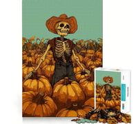 Skeleton Pumpkin Farmer 1000 Pieces Jigsaw Puzzles for Adults Recall Upgrade Stress Relief Tight Cut Santa Wish Pick 50x75cm