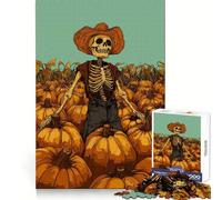 Skeleton Pumpkin Farmer 1000 Pieces Jigsaw Puzzles for Adults Recall Upgrade Stress Relief Tight Cut Santa Wish Pick 50x75cm