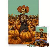 Skeleton Pumpkin Farmer Jigsaw Puzzle 1000 Piece for Teenagers Clear Logic Toy Easy Leisure Perfect Cut Birthday Gift 38x52cm
