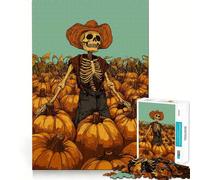 Skeleton Pumpkin Farmer Jigsaw Puzzle 1000 Piece for Teenagers Clear Logic Toy Easy Leisure Perfect Cut Birthday Gift 38x52cm