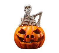 Skeleton Pumpkin Figures, Skeleton Statue - Halloween Resin Pumpkin Skeleton | Gothic Skeleton Figures, Nobody Hears Se Speak Spooky Skull for Halloween Desktop Decorations
