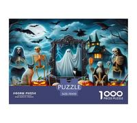 Skeleton Pumpkin Head Ghost 1000 Piece Halloween Jigsaw Puzzles for Adults And Kids Family Puzzle Educational Games 1000 Pieces Stress Reliever for Women, Gifts for Men 70x50cm/1000pcs