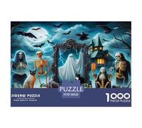 Skeleton Pumpkin Head Ghost 1000 Piece Halloween Jigsaws Puzzles for Adults And Kids Family Puzzle Educational Games 1000 Pieces Beautiful Decoration Puzzle Challenge High Difficulty 38x26cm/1000pcs