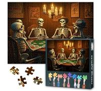 Skeleton Puzzles for Adults 1000 Pieces, Skeletons Playing Poker Jigsaw Puzzle, Skull Jigsaw Puzzles, Challenging Game Home Decor Birthday Party Gift Toy for Adults Seniors 20X27 INCH