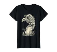 Skeleton Raven Graveyard Skull Bird Spooky Horror Dark Art Value Graphic T-Shirt, Women, Black, L