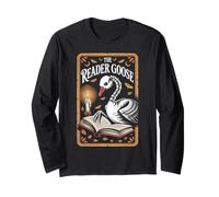 Skeleton Reader Goose - Spooky Tarot Book Lover Long Sleeve T-Shirt