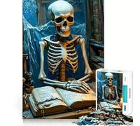 Skeleton Reading by Candlelight 1000 Piece Jigsaw Puzzle for Teenagers Recall Upgrade Calm Mind Clear Cut Art Collectible 50x75cm