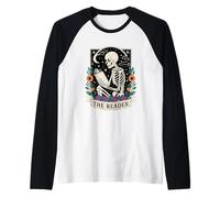Skeleton Reading Chilling Tales Haunted Library Halloween Raglan Baseball Tee