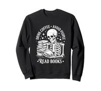 Skeleton Reading Chilling Tales Haunted Library Halloween Sweatshirt