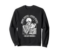 Skeleton Reading Chilling Tales Haunted Library Halloween Sweatshirt