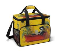 Skeleton Reading in A Red Bathtub Camping Cooler Bag Insulated Beach Coolers Portable Leak Proof Bags with Shoulder Strap