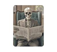 Skeleton Reading Newspaper Car Air Freshener Hanging, Long Lasting Scented Car Aromatherapy Tablets, Square Fragrance Scented Cards for Vehicles, Bedroom, Wardrobe Gray-style