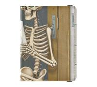 Skeleton Reading Newspaper in Bathroom Halloween Decor Image Passport Holder for Travel with Credit Card Holder Slots RFID Passport Book Holders PU Leather Travel Accessories for Women Men