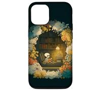 Skeleton Reading Nook Floral Librarian Bookshelf Cozy Flower Case for iPhone 12/12 Pro