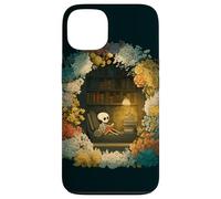 Skeleton Reading Nook Floral Librarian Bookshelf Cozy Flower Case for iPhone 13