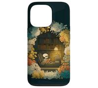 Skeleton Reading Nook Floral Librarian Bookshelf Cozy Flower Case for iPhone 13 Pro